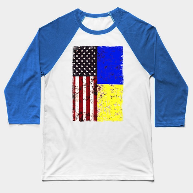 Ukraine American Flag Baseball T-Shirt by Scar